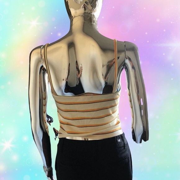 Strip Tank Top -Retro Stripe Adjustable Crop Top - Picture 3 of 3